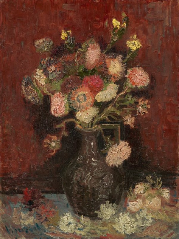 Vase with Chinese Asters and Gladioli- Vincent Van Gogh - Paint by Numbers